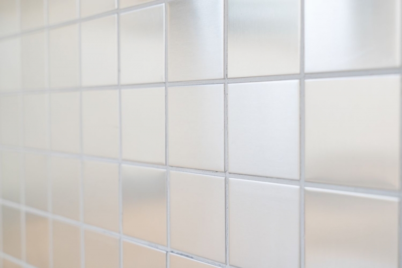 Modello a mano mosaico piastrelle in acciaio inox argento acciaio spazzolato backsplash cucinaMOS129-48E_m