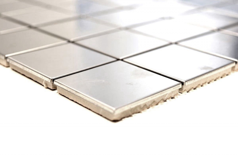 Modello a mano mosaico piastrelle in acciaio inox argento acciaio spazzolato backsplash cucinaMOS129-48E_m