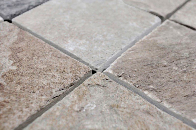 Piastrella di mosaico dipinta a mano quarzite pietra naturale quarzite beige grigio alzatina cucina MOS36-0210_m