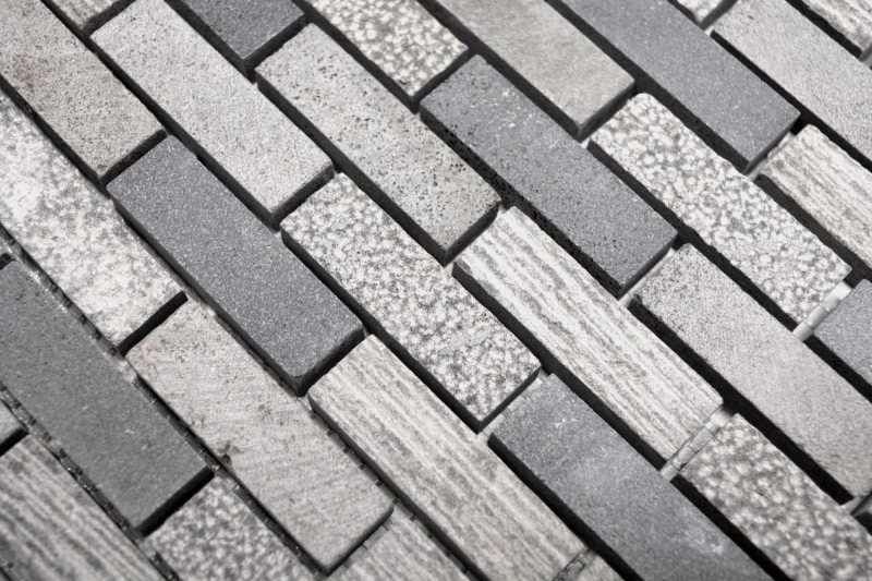 Piastrella di mosaico dipinta a mano Marmo pietra naturale grigio Mattone pietra Incisione cemento MOS40-B49_m