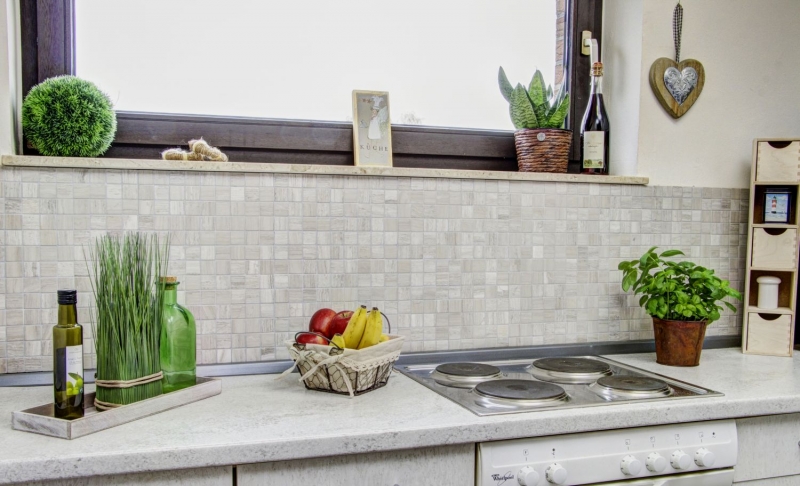 Piastrella di mosaico dipinta a mano marmo pietra naturale grigio strisce grigio MOS42-0204_m