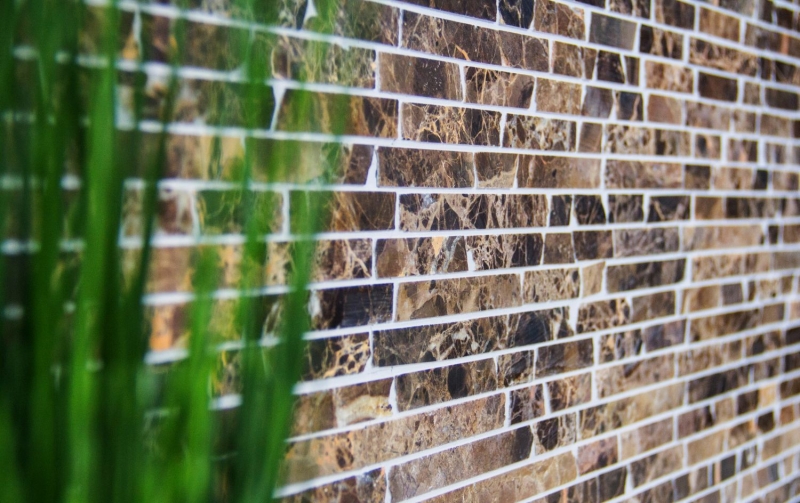 Piastrella di mosaico dipinta a mano marmo pietra naturale Brick Impala marrone fiammato MOS40-1304_m