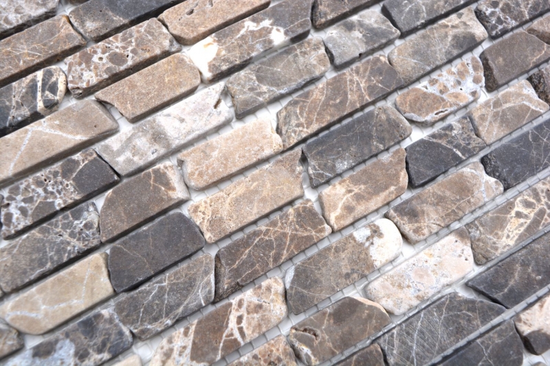 Piastrella di mosaico dipinta a mano marmo pietra naturale Brick Impala marrone fiammato MOS40-1304_m