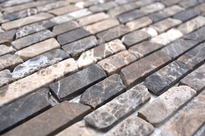 Piastrella di mosaico dipinta a mano marmo pietra naturale Brick Impala marrone fiammato MOS40-1304_m