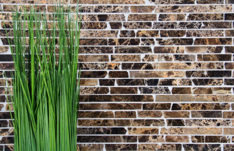 Piastrella di mosaico dipinta a mano marmo pietra naturale Brick Impala marrone fiammato MOS40-1304_m