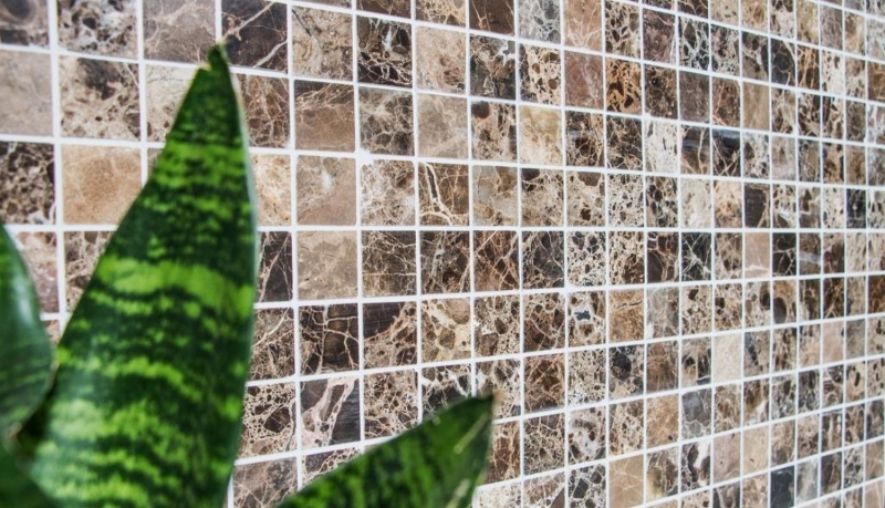 Piastrella di mosaico dipinta a mano Marmo pietra naturale Impala marrone lucido MOS42-1306_m