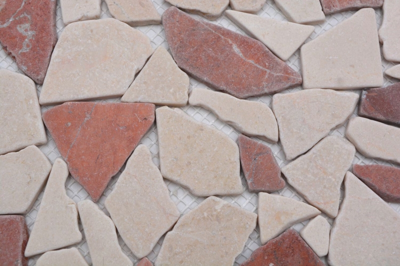 Piastrella di mosaico dipinta a mano marmo pietra naturale rosso beige cava Ciot Rosso Verona Botticino MOS44-1002_m