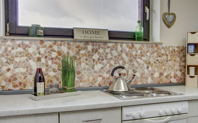 Mosaico dipinto a mano in marmo pietra naturale beige rosso cava Ciot RossoCream MOS44-30-130_m