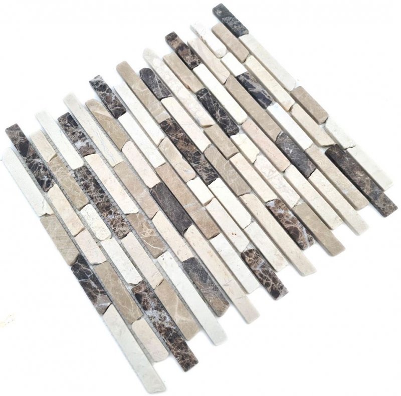 Piastrella di mosaico dipinta a mano Marmo pietra naturale beige marrone Mattone Castanao Biancone MOS40-0195_m
