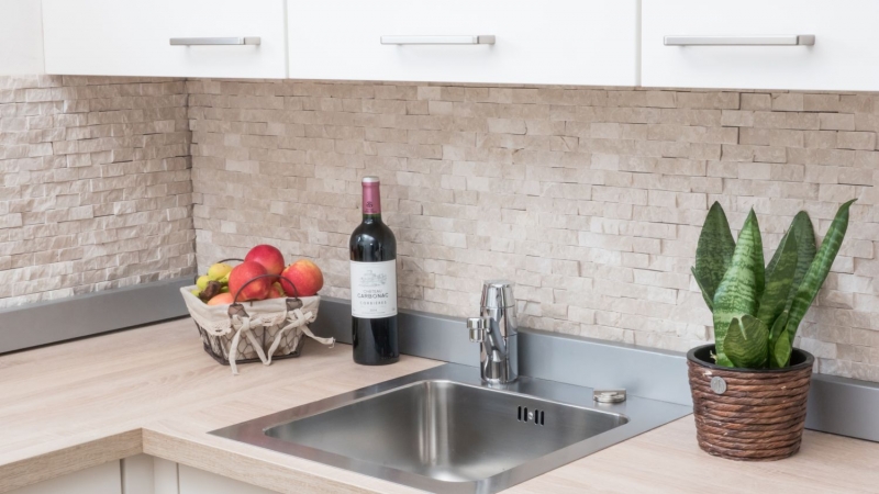 Mosaico dipinto a mano muro di pietra marmo pietra naturale avorio Brick Splitface Botticino Marble 3D MOS45-1202_m
