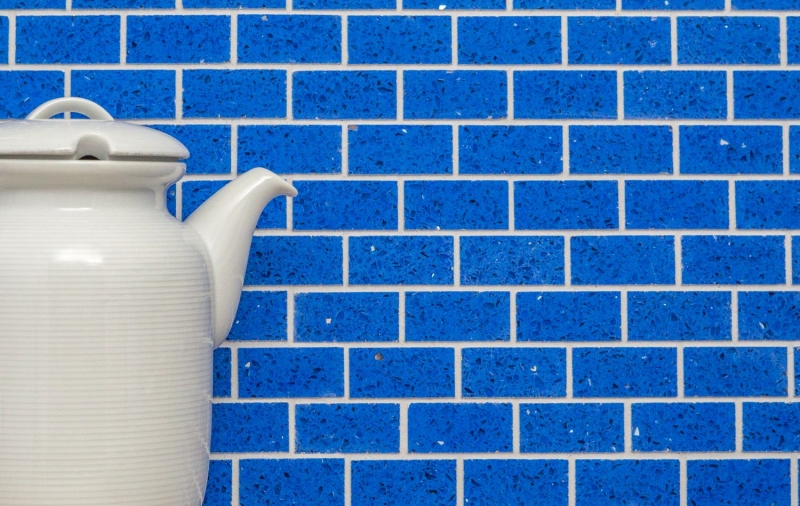 Mosaico dipinto a mano per lalzatina della cucina Pietra artificiale composita al quarzo Brick Blu artificiale MOS46-ASMB5_m