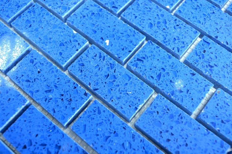 Mosaico dipinto a mano per lalzatina della cucina Pietra artificiale composita al quarzo Brick Blu artificiale MOS46-ASMB5_m