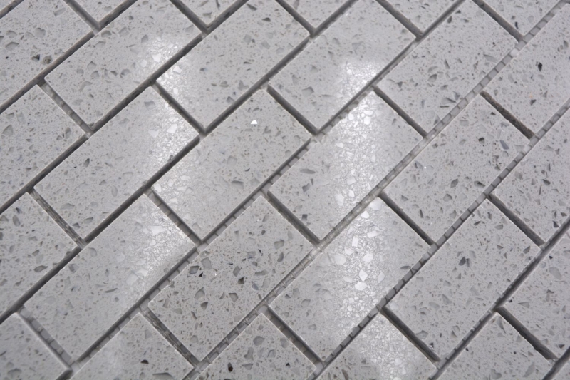 Mosaico dipinto a mano backsplash quarzo pietra artificiale composita Brick Artifical grey MOS46-0204_m