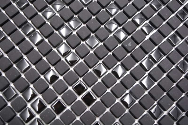 Mosaico dipinto a mano ECO Recycling GLAS Smalto nero opaco MOS140-01B_m