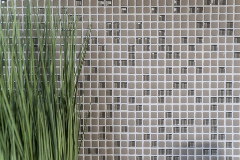 Mosaico dipinto a mano ECO Recycling GLAS Smalto crema vetro opaco MOS140-03C_m