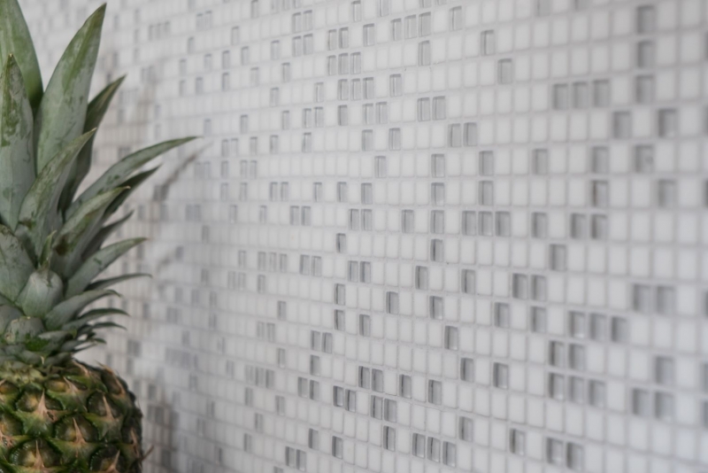 Mosaico dipinto a mano ECO Recycling GLAS Smalto bianco opaco MOS140-07W_m
