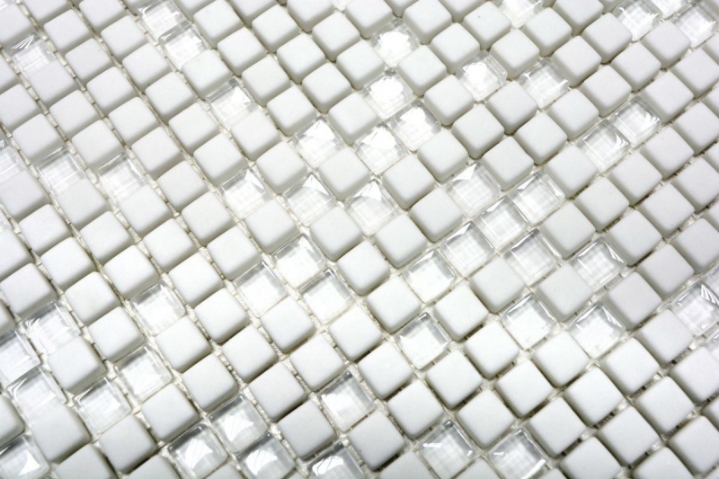 Mosaico dipinto a mano ECO Recycling GLAS Smalto bianco opaco MOS140-07W_m