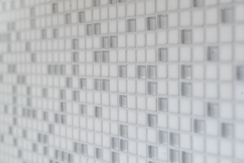 Mosaico dipinto a mano ECO Recycling GLAS Smalto bianco opaco MOS140-07W_m