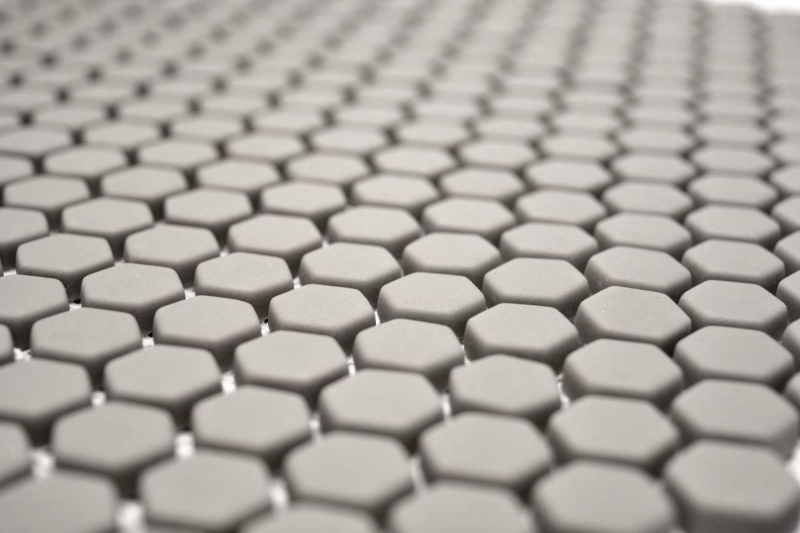 Piastrella di mosaico dipinta a mano ECO Recycling GLAS Hexagon Smalto crema opaco MOS140-HX13C_m