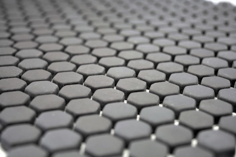 Mosaico dipinto a mano ECO Recycling GLAS Smalto esagonale grigio-marrone opaco MOS140-HX15G_m