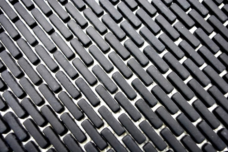 Mosaico dipinto a mano ECO Recycling GLAS Brick Smalto nero opaco MOS140-B21B_m