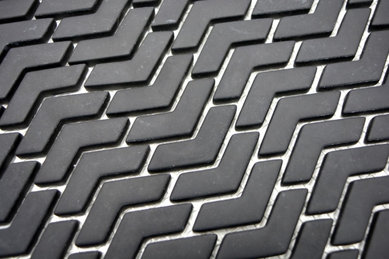 Mosaico dipinto a mano ECO recycled GLASS smalto a spina di pesce nero opaco MOS140-HB31B_m