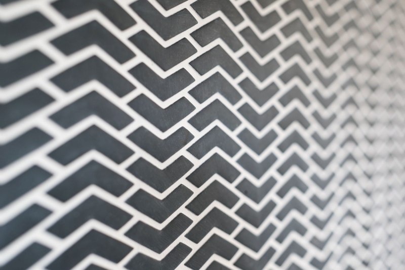 Mosaico dipinto a mano ECO recycled GLASS smalto a spina di pesce nero opaco MOS140-HB31B_m