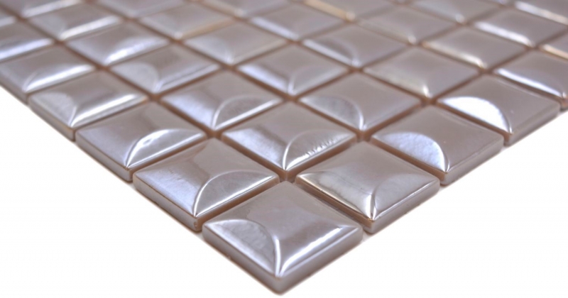 Piastrella di mosaico campione a mano ECO Recycling GLAS ECO coffee metallic 3DF MOS350-24_m