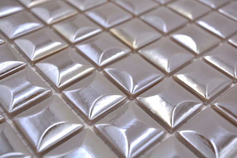 Piastrella di mosaico campione a mano ECO Recycling GLAS ECO coffee metallic 3DF MOS350-24_m