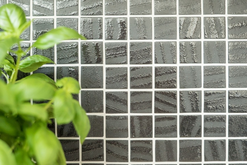 Piastrella di mosaico campione a mano ECO Recycling GLAS ECO nero antracite MOS360-03_m