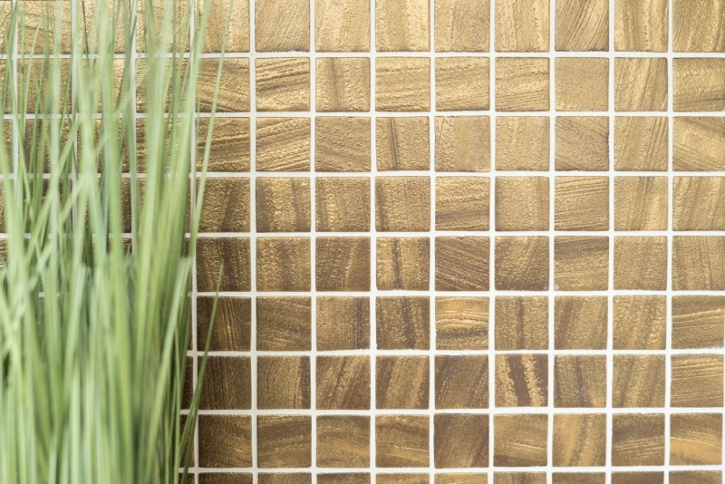 Piastrella di mosaico campione a mano ECO Recycling GLAS ECO satin gold MOS360-05_m