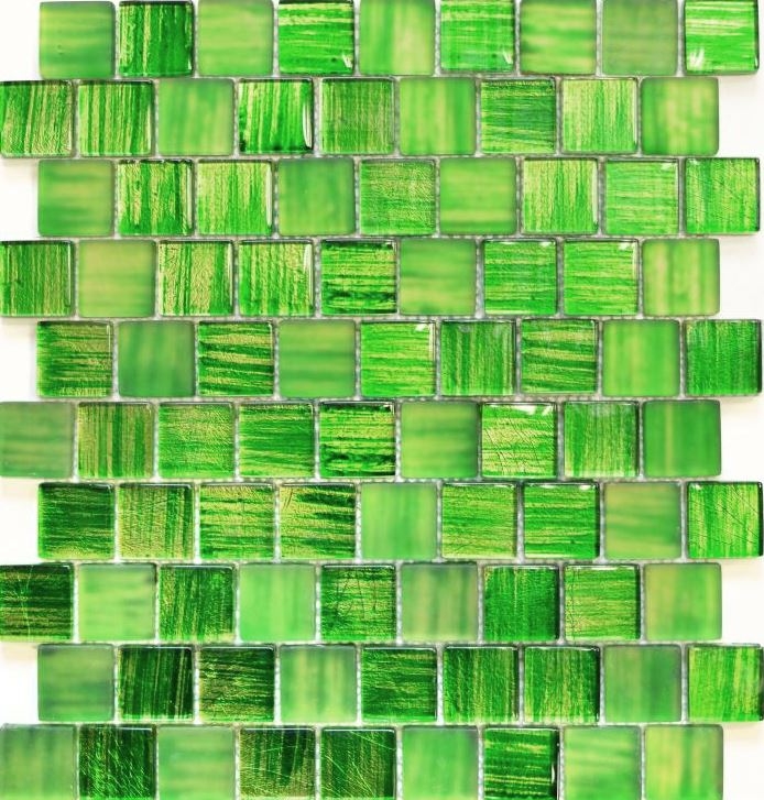Mosaico dipinto a mano Mosaico in vetro traslucido Struttura in cristallo verde chiaro smerigliato MOS78-CF83_m