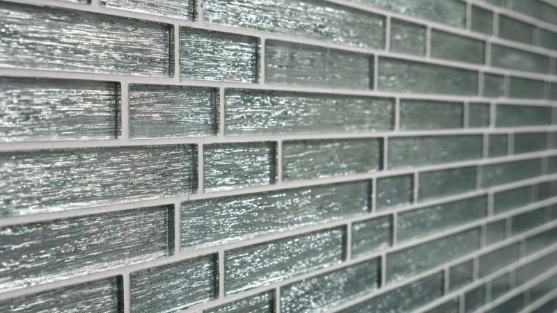 Piastrella di mosaico dipinta a mano Mosaico di vetro composito traslucido Crystal Chic argento MOS86-8CSV_m