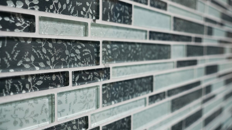 Piastrella di mosaico dipinta a mano Mosaico di vetro composito bianco grigio traslucido Crystal Chic Flowers MOS86-8CFL_m