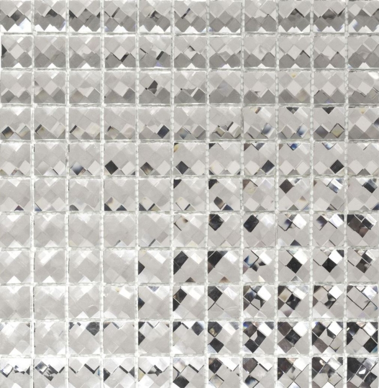 Piastrella di mosaico dipinta a mano Cristallo traslucido Mosaico di vetro Cristallo Glitter argento MOS130-0208_m