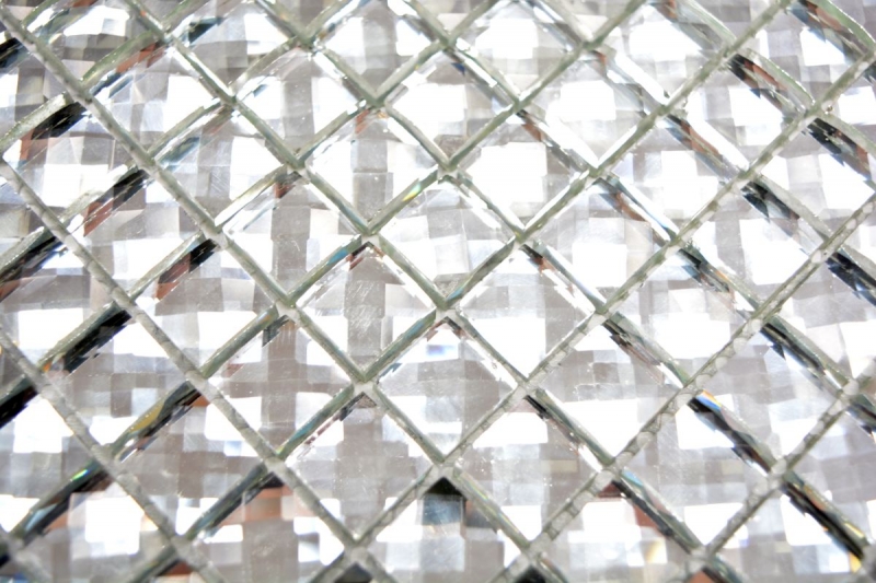 Piastrella di mosaico dipinta a mano Cristallo traslucido Mosaico di vetro Cristallo Glitter argento MOS130-0208_m