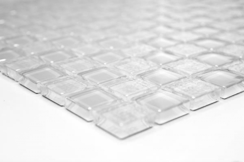 Piastrella di mosaico campione dipinta a mano Rivestimento in piastrelle Bianco traslucido Mosaico di vetro Cristallo bianco MOS88-8LU90_m