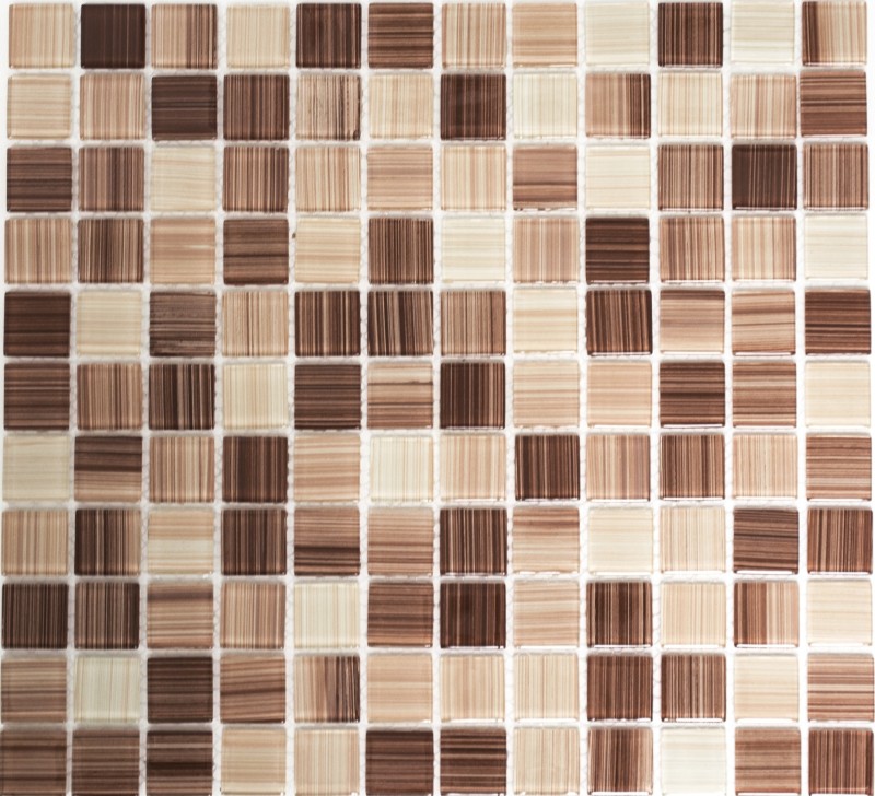 Piastrella di mosaico dipinta a mano Mosaico di vetro traslucido beige striato Cristallo beige striato MOS64-1209_m