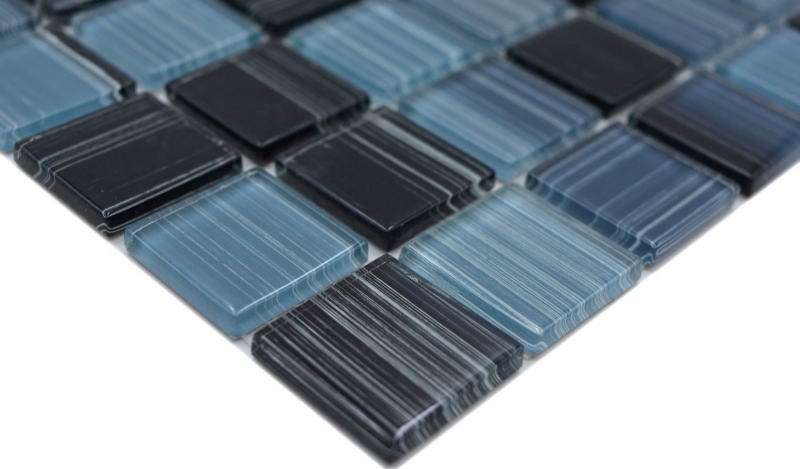 Piastrella di mosaico dipinta a mano Mosaico di vetro traslucido nero jet white Cristallo nero jet white MOS64-0302_m
