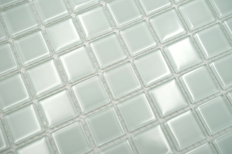 Piastrella di mosaico dipinta a mano Bianco traslucido con sfumature verdi Mosaico di vetro Cristallo BAD WC MOS60-0102_m