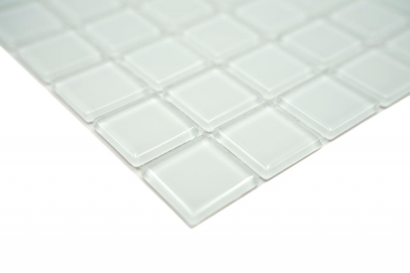 Piastrella di mosaico dipinta a mano Bianco traslucido con sfumature verdi Mosaico di vetro Cristallo BAD WC MOS60-0102_m