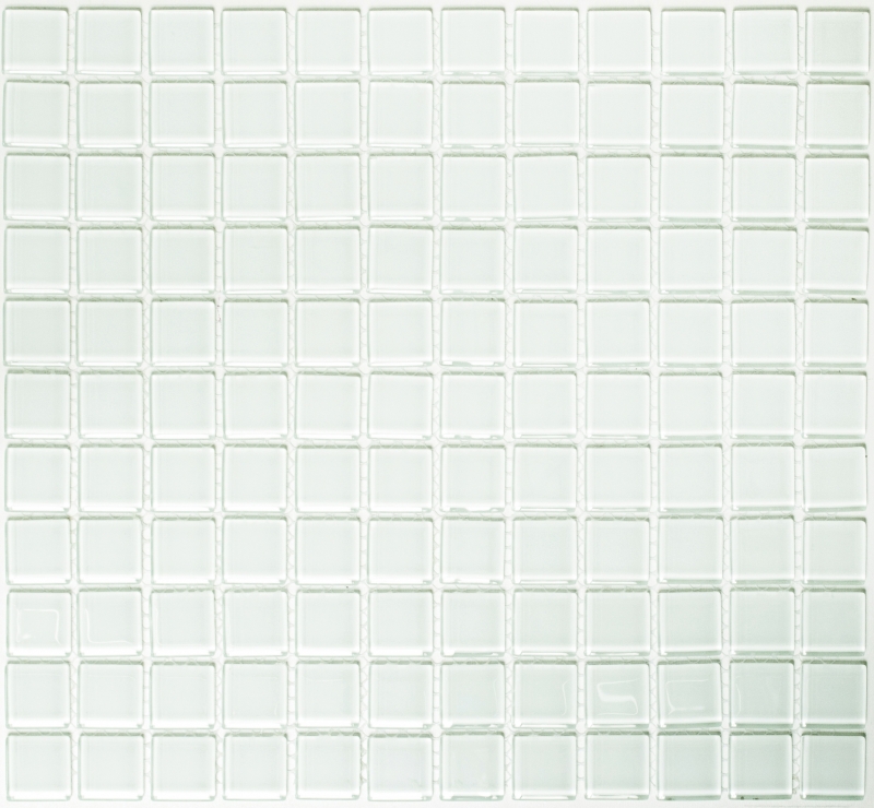 Piastrella di mosaico dipinta a mano Bianco traslucido con sfumature verdi Mosaico di vetro Cristallo BAD WC MOS60-0102_m
