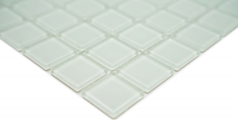 Piastrella di mosaico dipinta a mano Mosaico di vetro bianco traslucido Cristallo bianco opaco smerigliato MOS60-0111_m