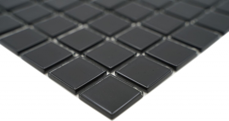 Piastrella di mosaico dipinta a mano Nero traslucido Mosaico di vetro Cristallo nero MOS60-0304_m