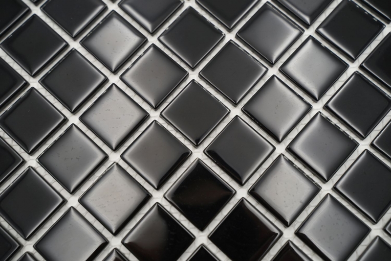 Piastrella di mosaico dipinta a mano Nero traslucido Mosaico di vetro Cristallo nero MOS60-0304_m