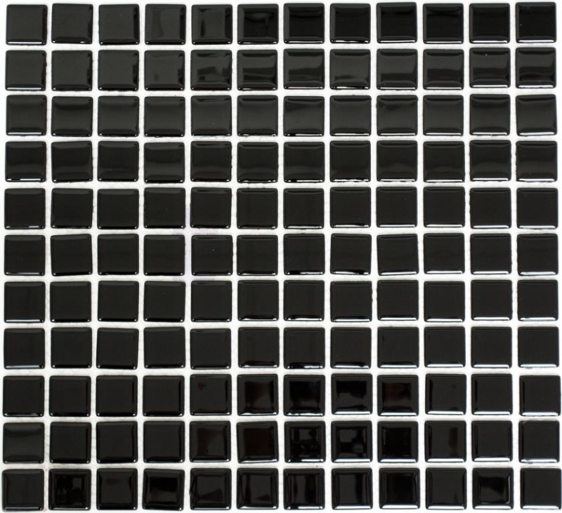 Piastrella di mosaico dipinta a mano Nero traslucido Mosaico di vetro Cristallo nero MOS60-0304_m