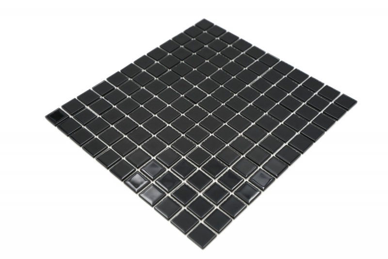 Piastrella di mosaico dipinta a mano Nero traslucido Mosaico di vetro Cristallo nero MOS60-0304_m
