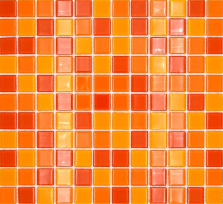 Piastrella di mosaico dipinta a mano Traslucido giallo arancio rosso Mosaico di vetro Cristallo giallo arancio rosso MOS62-0802_m