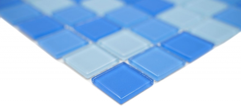 Piastrella di mosaico dipinta a mano Azzurro traslucido Mosaico di vetro Azzurro cristallo BAGNO WC Cucina MOS62-0404_m