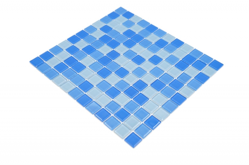 Piastrella di mosaico dipinta a mano Azzurro traslucido Mosaico di vetro Azzurro cristallo BAGNO WC Cucina MOS62-0404_m